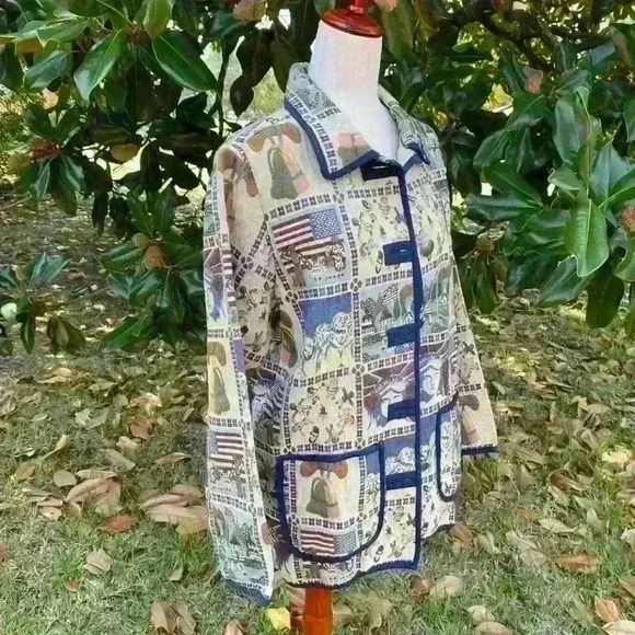 Vintage tapestry jacket with American pattern by Blair - Picture 2 of 7